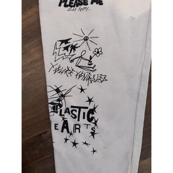 Miley Cyrus Sketch Art Sweatpants Size Medium White Graffiti Rare HTF *READ* - Picture 5 of 15